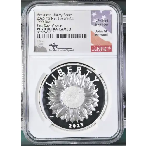 2025(P) - 1oz American Liberty Series Silver Medal - FDOI NGC PF70 UC (S19A-B30)