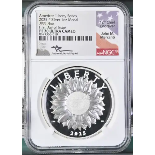 2025(P) - 1oz American Liberty Series Silver Medal - FDOI NGC PF70 UC (S19A-B30)