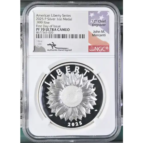 2025(P) - 1oz American Liberty Series Silver Medal - FDOI NGC PF70 UC (S19A-B30)