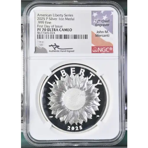 2025(P) - 1oz American Liberty Series Silver Medal - FDOI NGC PF70 UC (S19A-B30)