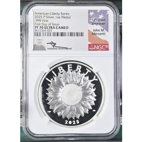 2025(P) - 1oz American Liberty Series Silver Medal - FDOI NGC PF70 UC (S19A-B30)