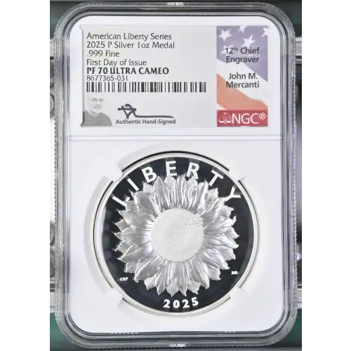 2025(P) - 1oz American Liberty Series Silver Medal - FDOI NGC PF70 UC (S19A-B30)