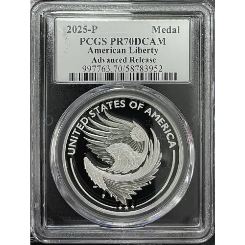 2025(P) - 1oz American Liberty Silver Medal - AR PCGS PR70DCAM (S19A-B30)