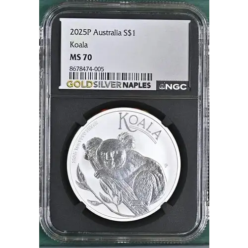 2025P - 1oz Koala Silver Coin - Australia S$1 - NGC MS70 (D11-B23)