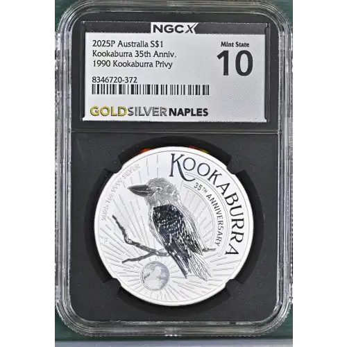 2025P - 1oz Kookaburra 35th Ann. 1990 Privy Silver Coin - NGC MS10 (S19A-B23) (3)