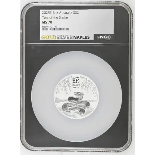 2025P 2oz S$2 Australia Year of the Snake MS70 (OB-96)