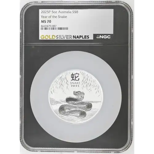 2025P 5oz S$8 Australia Year of the Snake MS70 (OB-92)