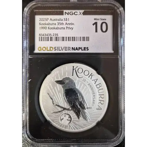 2025P Australia S$1 Kookaburra 35th Anniv. 1990 Kookaburra Privy  MS70 (Storage 14B)