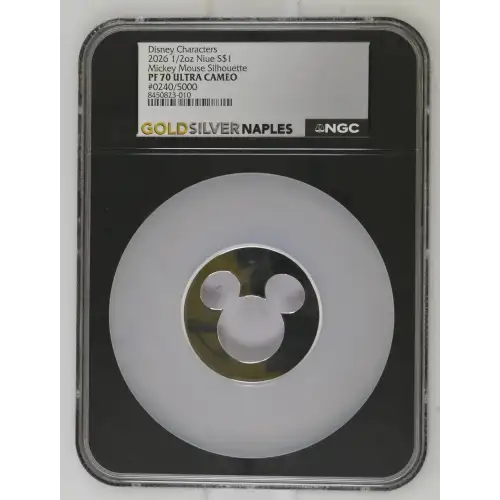 2026 - 0.5oz Mickey Mouse Silhouette Silver Coin - Niue S$1 - NGC PF70 UC (D-3)
