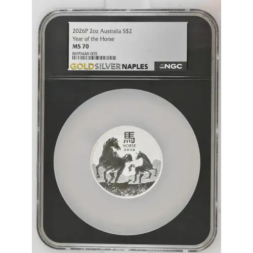 2026P 2oz  Australia S$2 Year of the Horse MS70 (OB-218)
