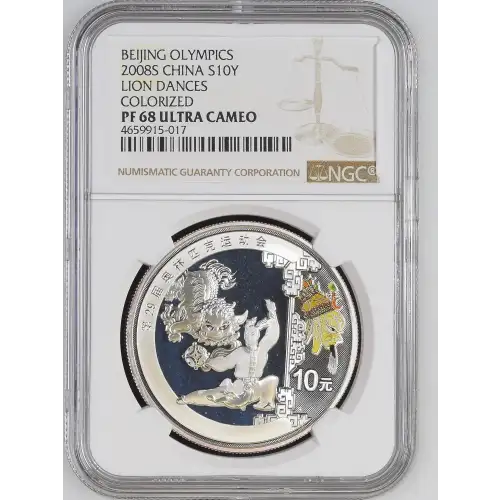 Beijing Olympics 2008(S) - 1oz China S10Y Lion Dances - NGC PF68 UC (S19A-B30)