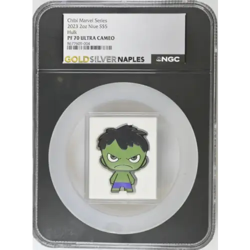 Chibi Marvel Series 2023 2oz Niue S$5 Hulk PF70 Ultra Cameo (OB-63) (2)