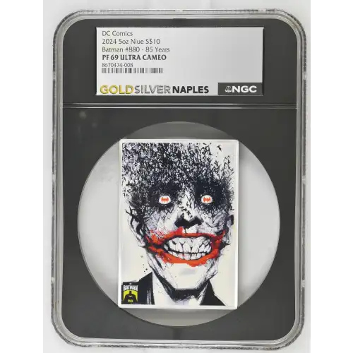 DC Comics 2024 5oz Niue S$10 Batman #880 - 85 Years PF69 UC (D-7) (2)
