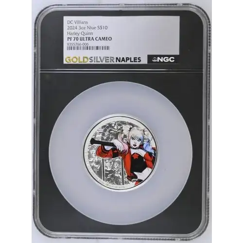 DC Villains 2024 3oz Niue S$10 Harley Quinn PF70 (D-3)