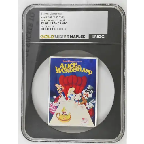Disney Characters 2024 5oz Niue S$10 Alice in Wonderland PF70 UC (D-7)
