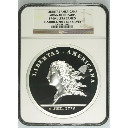 Libertas Americana Monnaie de Paris PF69 Restruck 2015 Kilo Silver (D-7)
