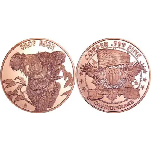 Lot of 100x 1 oz Copper Cryptid Drop Bear (3)