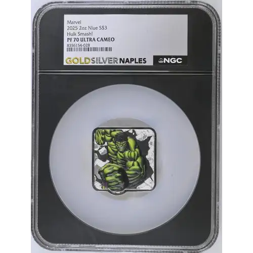 Marvel 2025 2oz Niue S$3 Hulk Smash! PF70 (OB-68)