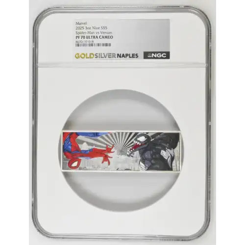 Marvel 2025 3oz Niue S$5 Spider-Man vs Venom PF70 Ultra Cameo (OB-184) (2)