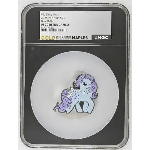 My Little Pony 2025 2oz Niue S$3 Blue Belle PF70 (D-2)