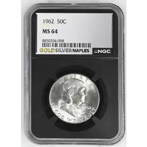 1962 - 0.3617oz Silver Franklin Half Dollar - NGC MS64 (S13B-B3)