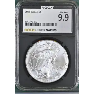 2016 - 1oz Silver Eagle S$1 NGC MS 9.9 (D10-B27)