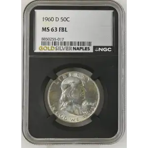 1960(D) - 0.3617oz Silver Franklin Half Dollar - NGC MS63 FBL (S13B-B8) (2)