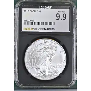 2016 - 1oz Silver Eagle S$1 NGCX MS 9.9 (D11-B7)