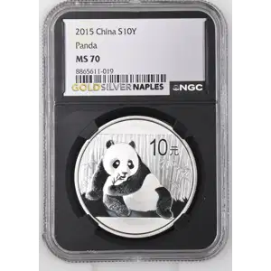 2015 - 1oz Panda Silver Coin - China 10Yn - NGC MS70 (S14-B14)