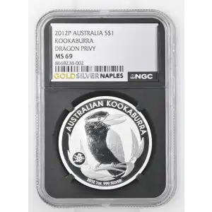 2012P - 1oz Kookaburra Dragon Privy Silver Coin - NGC MS69 (S18A-B21)
