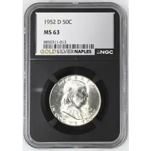 1952(D) - 0.3617oz Silver Franklin Half Dollar - NGC MS63 (S13B-B14)