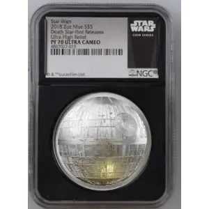 2018 Star Wars - 2oz Death Star Shaped Silver - Niue S$5 - NGC PF70 (S18A-B20)