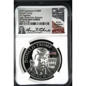 2020 1oz Cameroon S1000F Donald Trump All Together HR-ER NGC PF70 (S19A-B30)