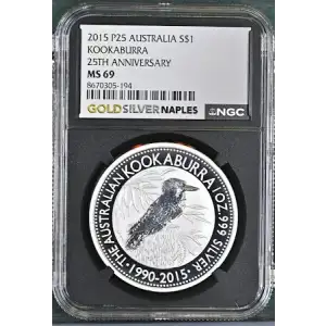 2015 P25 AUSTRALIA S$1 KOOKABURRA 25TH ANNIV. MS69