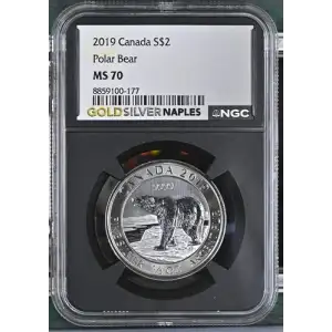 2019 - 0.5oz Polar Bear Silver Coin - Canada S$2 - NGC MS70 (D12-B2) (2)