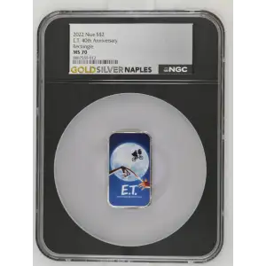 2022 - 1oz E.T. 40th Anniversary Silver Rectangle - Niue S$2 - NGC MS70 (D-14)