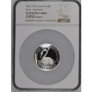 2021P5 5oz Australia S$8 Swan High Relief PF70 UC (D-7)
