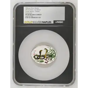 Mint Medal 2013 1oz China Silver Lunar Series Snake Colorized PF69 UC (D-3)