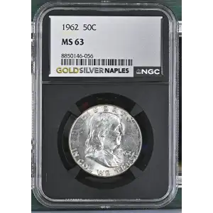 1962 - 0.3617oz Silver Franklin Half Dollar - NGC MS63 (S13B-B5) (2)