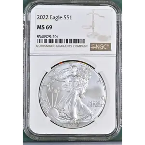 2022 - 1oz Silver Eagle S$1 NGC MS69 (D11-B12)