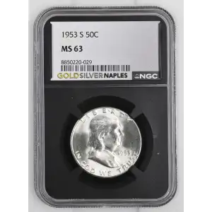1953(S) - 0.3617oz Silver Franklin Half Dollar - NGC MS63 (S13B-B10)