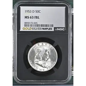 1953(D) - 0.3617oz Silver Franklin Half Dollar - NGC MS63 FBL (S13B-B5)