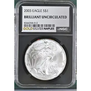 2003 - 1oz Silver Eagle S$1 NGC BRILLIANT UNCIRCULATED (D10-B34)