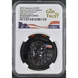 2024 1oz Cameroon S1000F Donald Trump-All Together HRO FDOI NGC PF70 (S19A-B30)