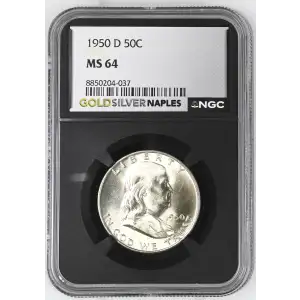 1950(D) - 0.3617oz Silver Franklin Half Dollar - NGC MS64 (S13B-B8) (2)