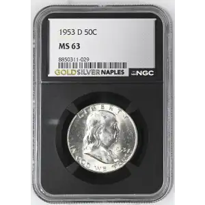 1953(D) - 0.3617oz Silver Franklin Half Dollar - NGC MS63 (S13B-B4)