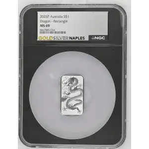 2026P - 1oz Dragon Silver Rectangle - Australia S$1 - NGC MS69 (LOC TBD)