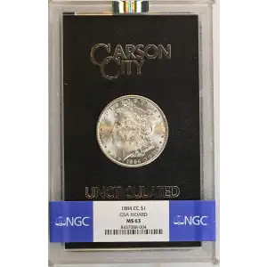 1884(CC) - 0.77oz Morgan Silver Dollar - GSA Hoard NGC MS63 (D-8)