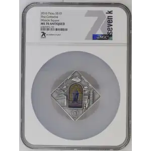 2016 Palau S$10 Pisa Cathedral Miracle Square MS70 Antiqued (OB-144)