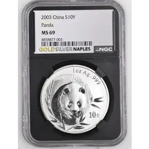 2003 - 1oz Panda Silver Coin - China 10Yn - NGC MS69 (S18A-B22) (2)